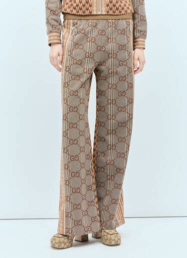 GG jersey jacquard pant in brown and beige 